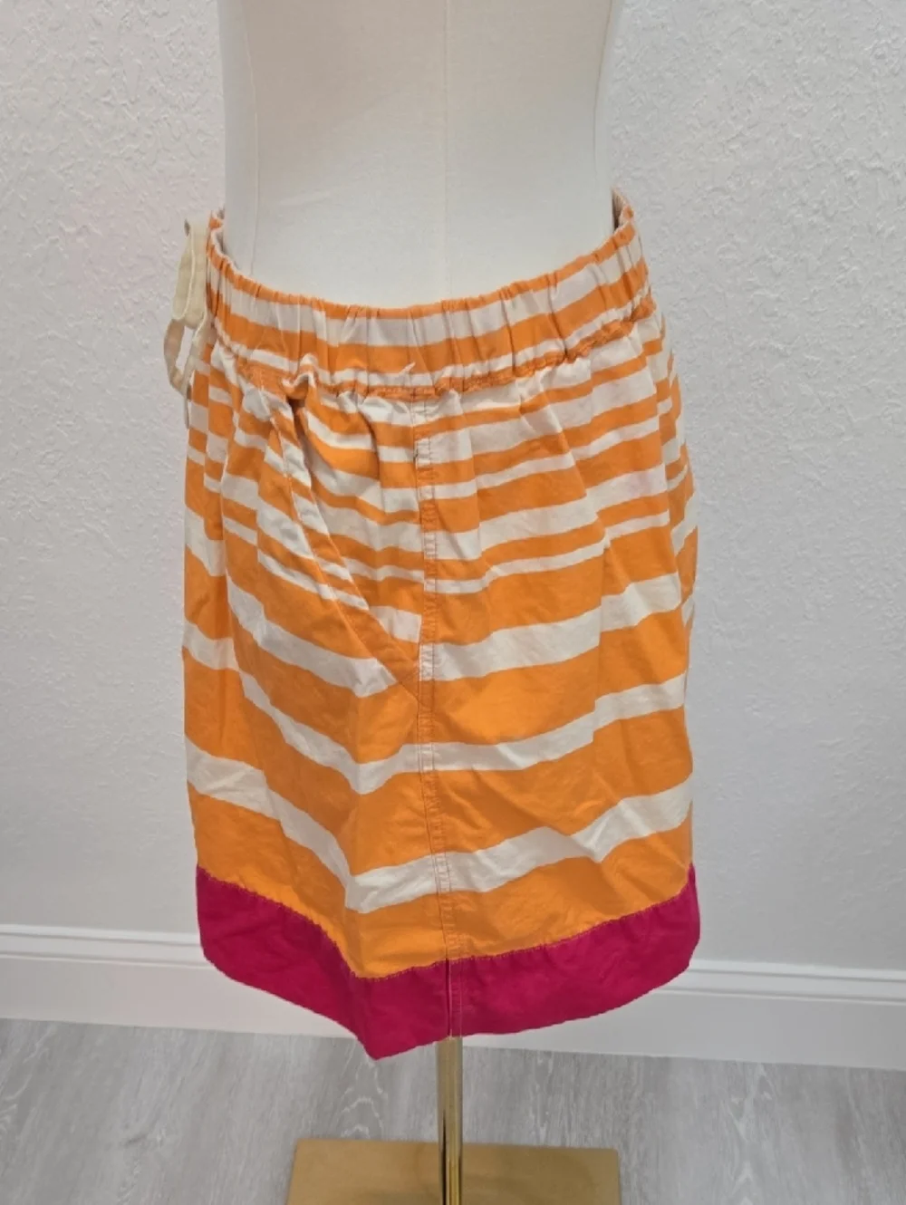 NWOT❤️❤️❤️Merona Orange and Cream Striped Cotton Skirt with Red Label - Picture 3 of 4